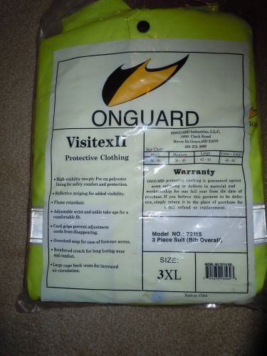 New ONGUARD Protective Clothing Visitex II SIZE 3XL 3 Piece Suit (Bib Overall)