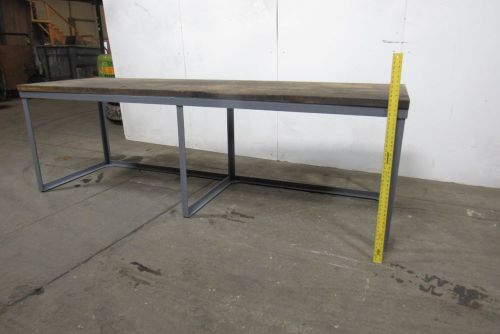 Vintage 120&#034;x 37&#034;x 38-1/2&#034; tall butcher block over steel workbench table for sale