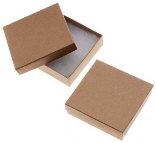 Square Cardboard Jewelry Box Earring Display 16 Kraft Brown Paper Cotton 3.5 In