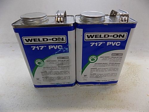 Two 1 gallon weld on 717 pvc gray heavy bodied medium setting pvc solvent cement for sale
