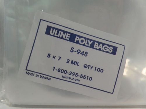 Uline S-948 5x7&#034; 2 Mil Poly Bags Shipping Parts Clothing Protecting Food NEW 100
