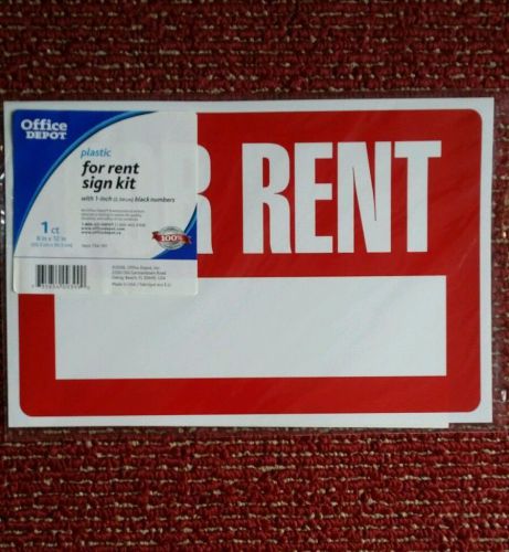 For Rent Sign Kit plastic 1 inch Black Numbers 8&#034; x 12&#034;  (1 kit)