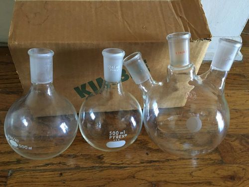 Mix  Lot Of 2, 500,1 Neck &amp; 1 Of 1000ml Distilling Three Neck 24/40 Joints