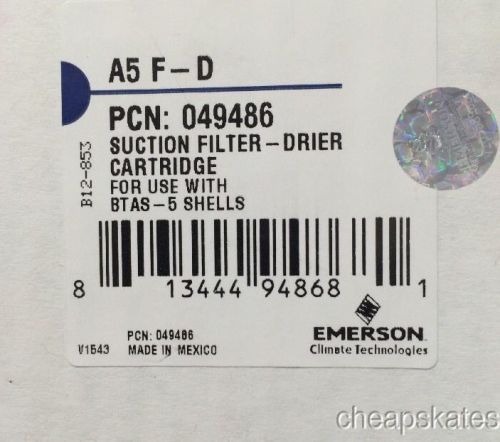 Emerson suction filter-drier cartridge model a5 f-d, 049486 use w btas-5 shells for sale