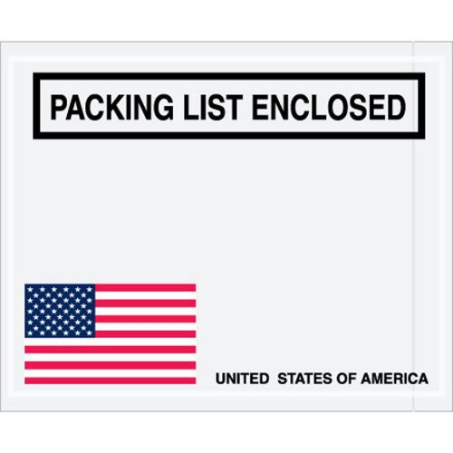 Aviditi PL465 Envelope &#034;U.S.A. Flag/Packing List Enclosed&#034; 4-1/2&#034; Length x 5-...