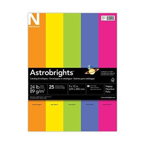 Neenah Astrobrights Envelope Assortment, Assortment 2, 25 Count, 9 X 12 Inches