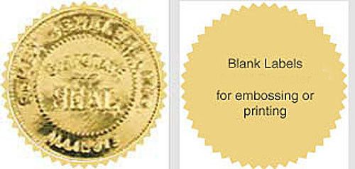 100 serrated starburst gold foil notary reward seal labels 2&#034; emboss /print for sale