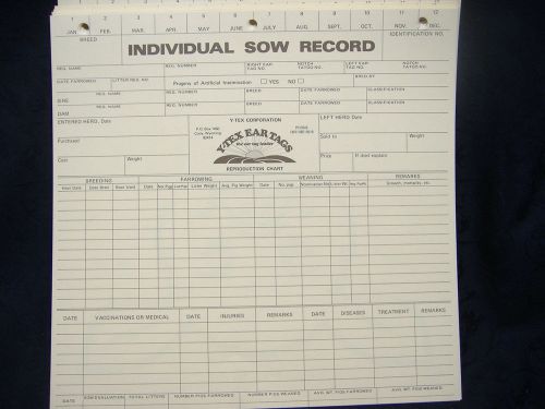 Swine Record Sheets Purina Y-TEX EAR TAGS