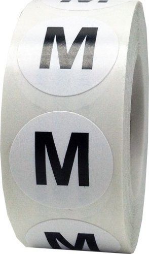 InStockLabels.com White Round Clothing Size Stickers M - Medium Adhesive Labels