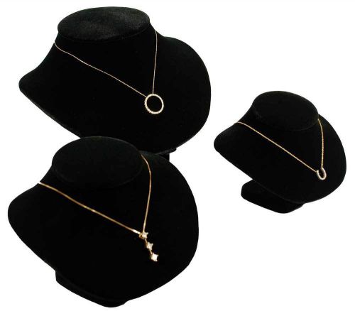 3 Assorted Black Pendant &amp; Necklace Jewelry Display Set