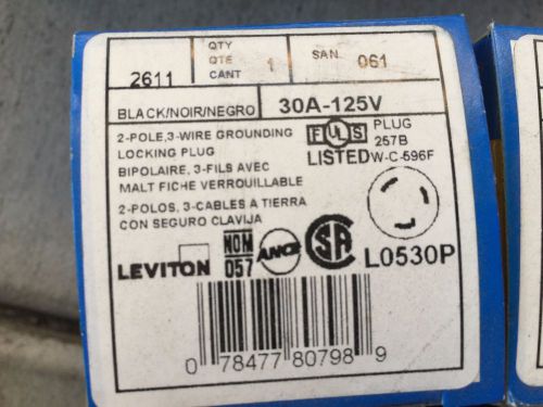 Leviton 2611, 30a, 125v, nema l5-30p, 2p, 3w, locking plug-new in package for sale