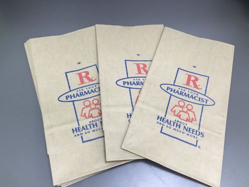 100 Brown RX Paper Prescription Pharmacy Bags