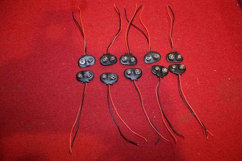 10 X LOT 9V VOLT BATTERY T CAP MOUNT PIG TAIL CASE WIRE LEAD PART ADAPTER