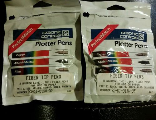 10 New Plotter Pens .3mm fiber 92-01-101v-05 Graphic Controls  + 6 free