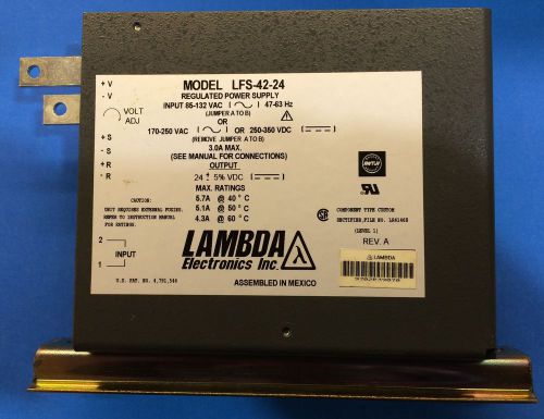 LAMBDA POWER SUPPLY LFS-42-24, 24 VDC, ADJ. +/- 5%, 5.7 A