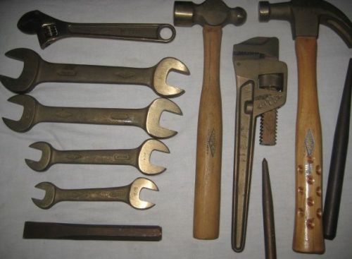 Vintage ampco non-magnetic anti-spark brass tool set – hammers/wrenches/chisel for sale