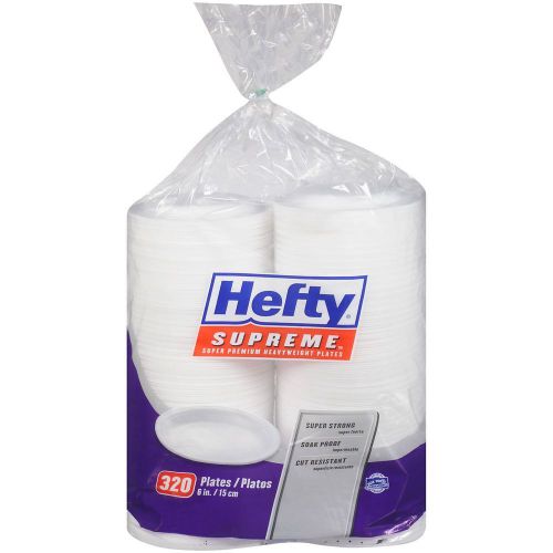 Hefty Supreme 320 ct Heavy Duty 6&#034; Disposable Foam Plates Soak Proof Picnic Ware