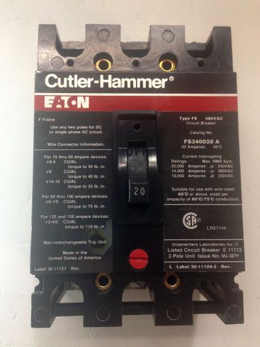 CUTLER HAMMER EATON 20 AMP FS340020 BREAKER