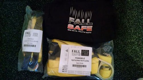 Fall Protection Kit Aerial Safety Body Harness, 6&#039; Lanyard, Bag- MADE IN THE USA