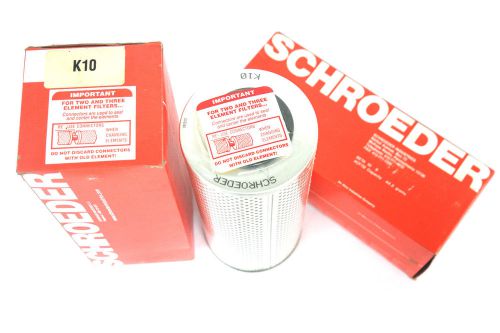Lot of 2 nib schroeder k10 filter element 10 micron for sale