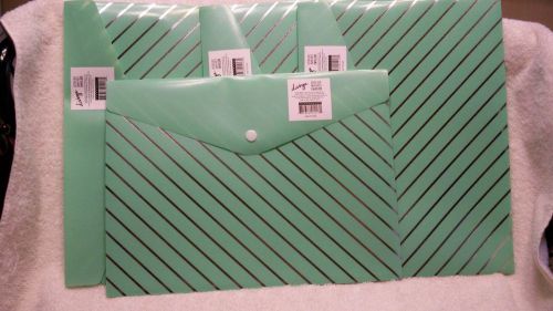 Divoga Snap Poly Envelopes   2 Pocket   9&#034;x12&#034;   LOT OF 4   Green/Silver   NEW