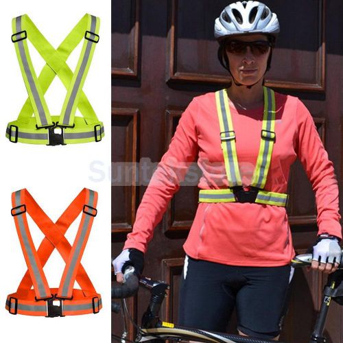 Safety security reflective adjustable vest belt gear night running green for sale