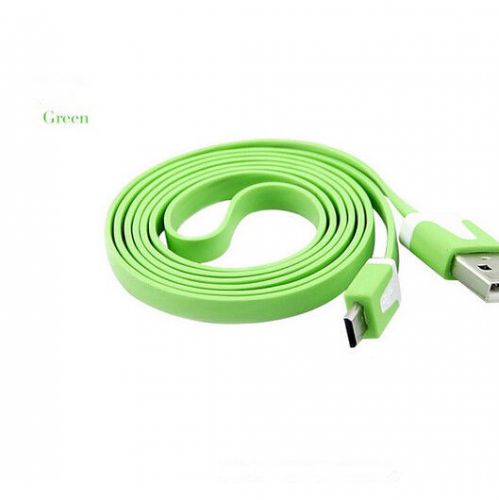 1M Green Noodle Wire USB Charger Cable Cord for Samsung Android HTC Cell phones