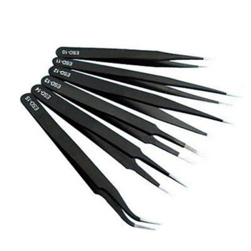 6pcs sale all purpose stainless steel precision tweezer set anti static tool kit for sale