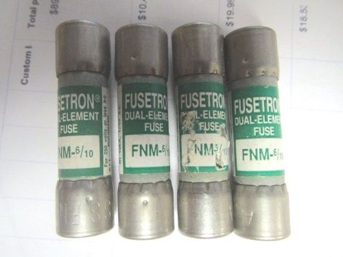 1 lot of 4 used bussman fusetron  fuses  fnm 6/10 .....  xt-61yyy for sale