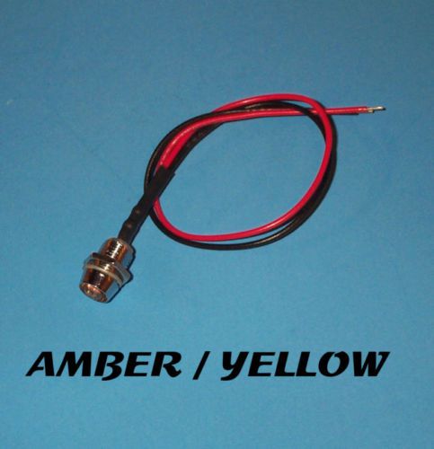 LED - 5mm PRE WIRED 12 VOLT CHROME BEZEL- AMBER YELLOW