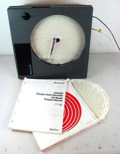 PRISTINE! HONEYWELL DR4200 GP CIRCULAR CHART RECORDER WITH MANUAL AND CHARTS!
