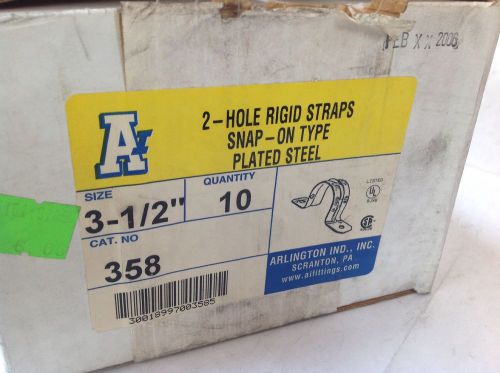 Arlington Ind 3 1/2&#034;, 2-Hole Rigid Straps, Steel Plated, Box of 10 (Qty avail)