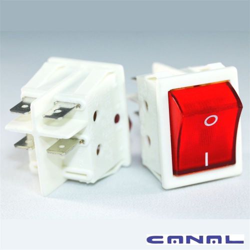 Canal r series white rocker switch illuminated red double pole 20 a 16 a for sale