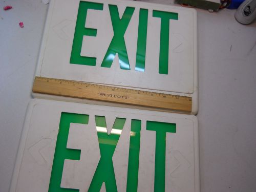 2 Green White Exit Signs. Signs Do Not Light Up