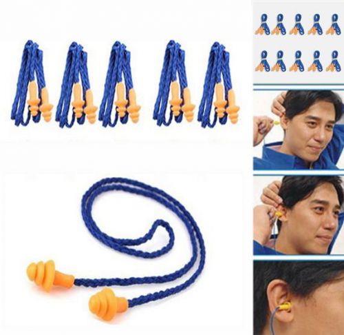 10pcs soft silicone corded ear plugs reusable hearing protection earplug hs for sale