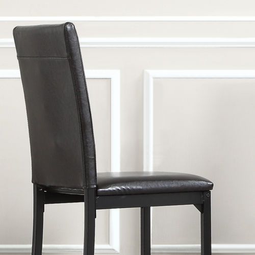 Black Metal Dining Chair Leather Home Office Restaurant Dining Furniture, Set  4
