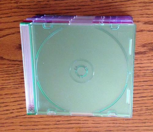 Mixed of 12 Slim CD DVD Jewel Square Plastic Neon Colored Case Storage