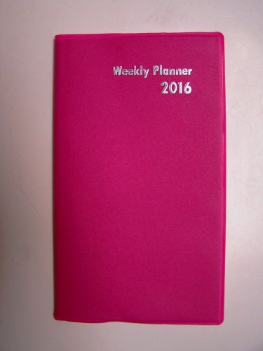 2016 COMPACT PINK POCKET/PURSE WEEKLY PLANNER CALENDAR4.3/4&#034; X 6 1/2&#034; FREE SHIP