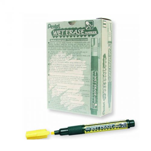 Pentel smw26 wet erase chisel point marker bulk pack (12pcs) - yellow for sale
