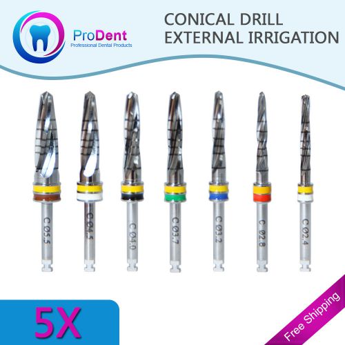 5 Conical Drills Dental Implant External Irrigation Surgical Instrument