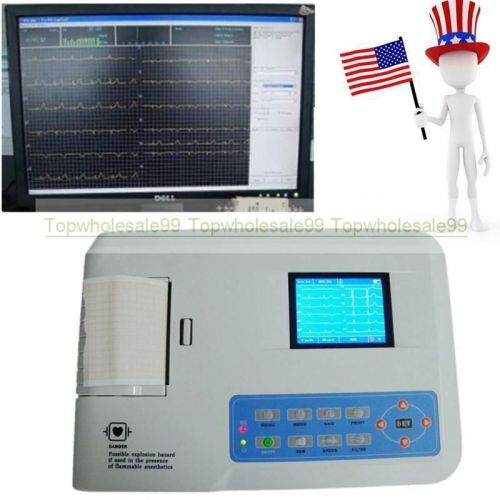 3-channel 12 lead color ecg ekg machine+pc software electrocardiograph+test aaa for sale