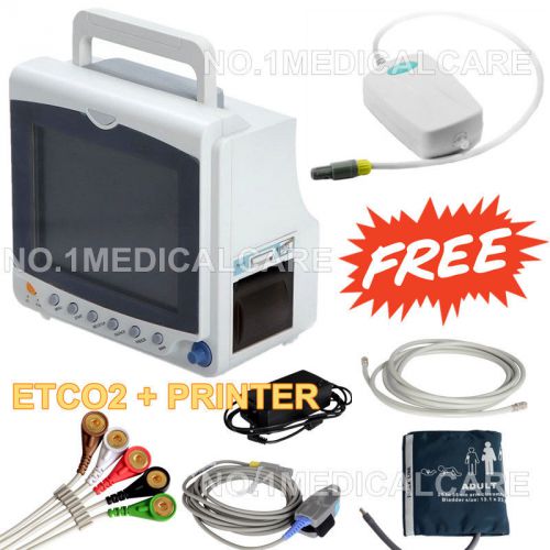 8.4&#034; icu portable patient monitor cms6000c, ecg+nibp+spo2+pr+etco2+printer for sale