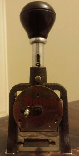 Vintage BATES Numbering Machine 6 Wheel Style E Mechanical Industrial Stamper