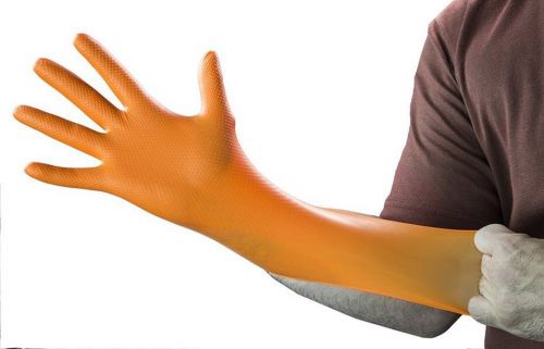 Glove works orange nitrile  xl powder free extra large case diamond grip for sale