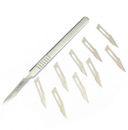 10Pcs 11# Carbon Steel Scalpel Surgical Blades F PCB Circuit Board + 1 Pc Handle