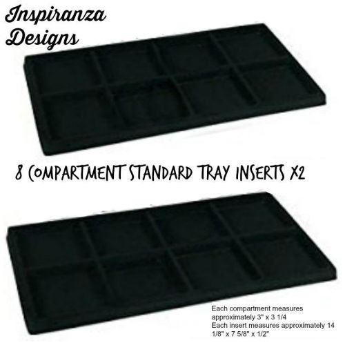 2 Black Insert Tray Liners W/ 8 Compartments Drawer Organizer Jewelry Displays