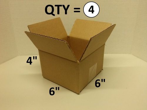 Lot of 4 brand new 6x6x4 cardboard corrugated shipping boxes 4x6x6 - 32 ect for sale
