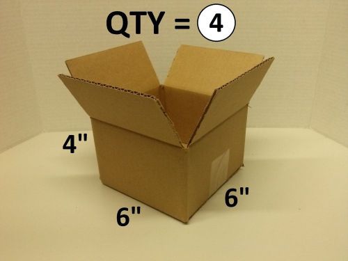 Lot of 4 BRAND NEW 6x6x4 Cardboard Corrugated Shipping Boxes 4x6x6 - 32 ECT