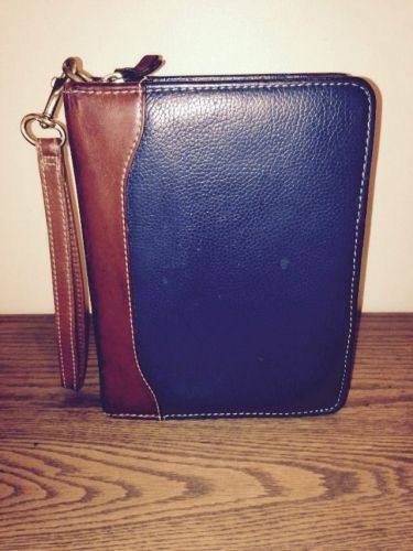 Franklin Quest Leather Zip Around Planner With Wrist Strap 6 1/2X 8 1/2
