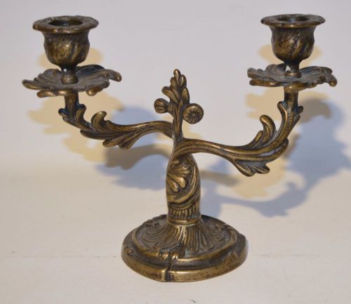 Double Brass Candelabra Candle Holder Made in Italy